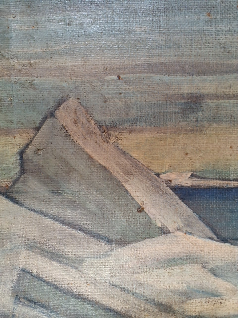 Maleri: dampskib i ishav